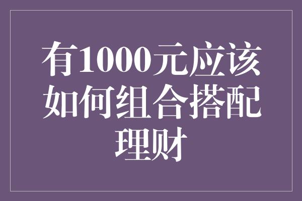 有1000元应该如何组合搭配理财