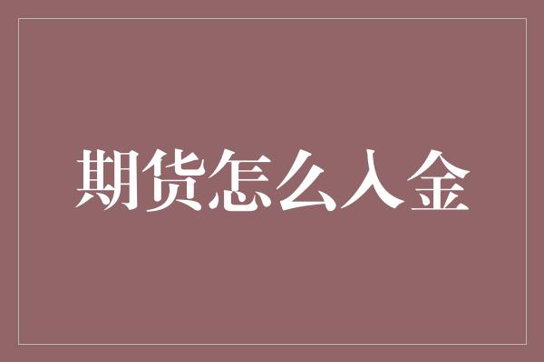 期货怎么入金