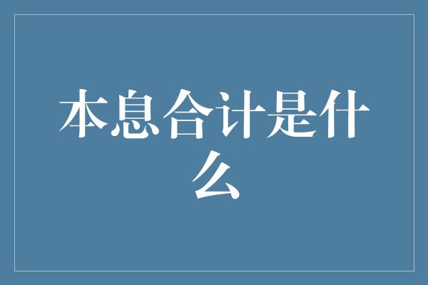 本息合计是什么