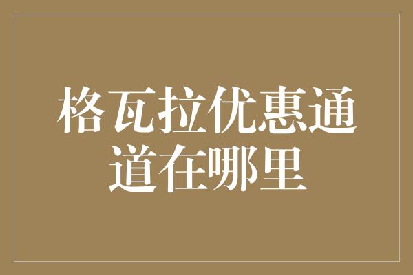 格瓦拉优惠通道在哪里