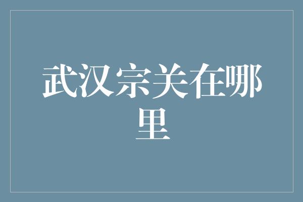 武汉宗关在哪里