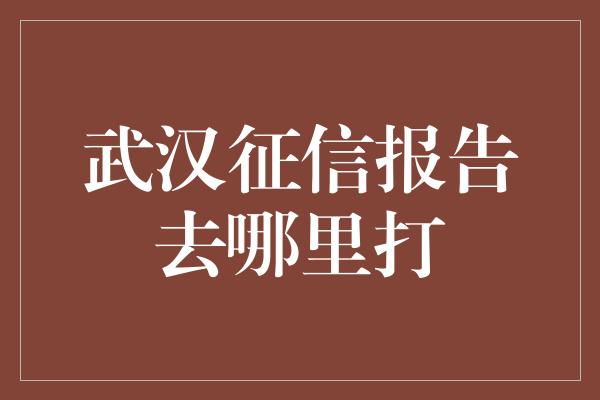 武汉征信报告去哪里打