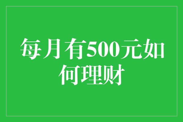 每月有500元如何理财