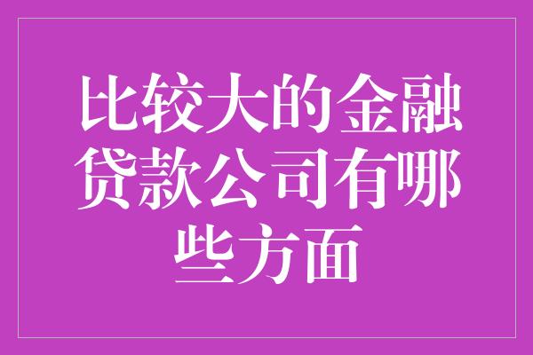 比较大的金融贷款公司有哪些方面