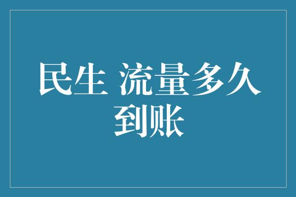 民生 流量多久到账