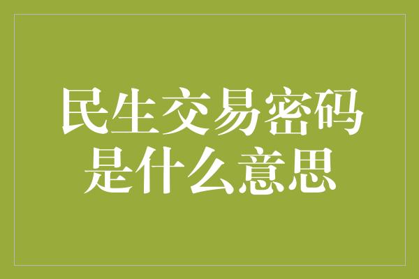 民生交易密码是什么意思