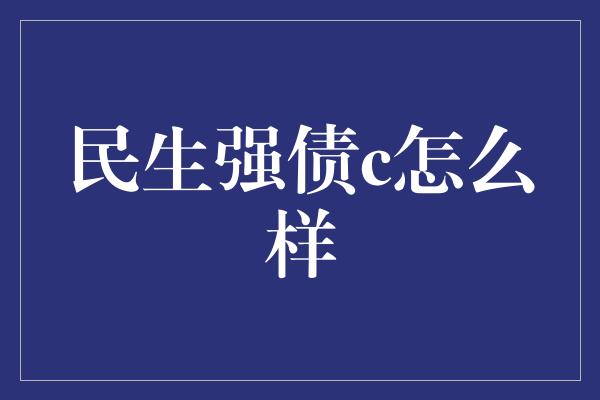 民生强债c怎么样