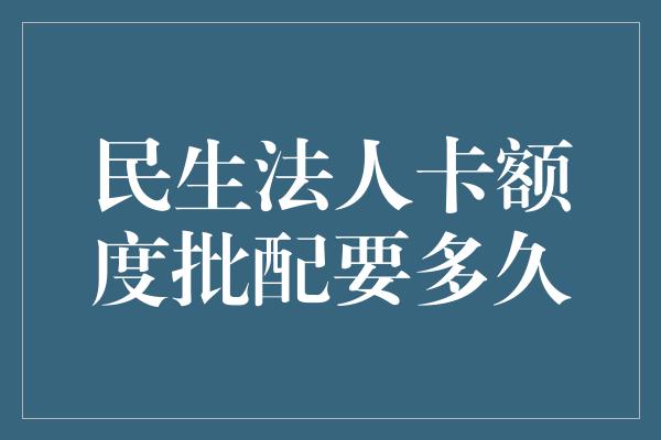 民生法人卡额度批配要多久