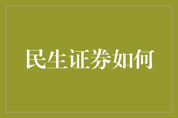 民生证券如何