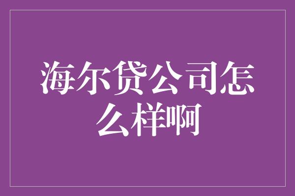 海尔贷公司怎么样啊