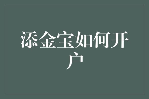 添金宝如何开户