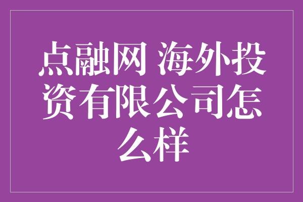 点融网 海外投资有限公司怎么样