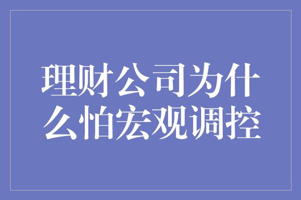 理财公司为什么怕宏观调控