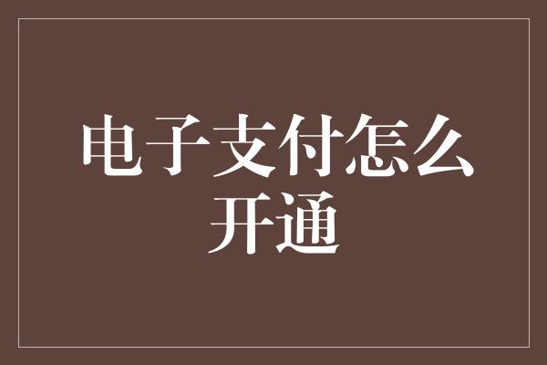 电子支付怎么开通