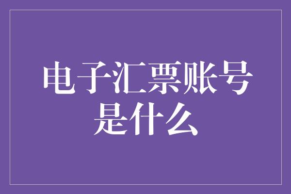 电子汇票账号是什么