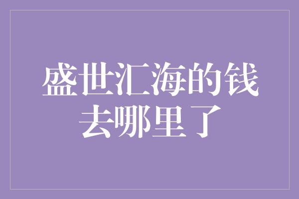 盛世汇海的钱去哪里了