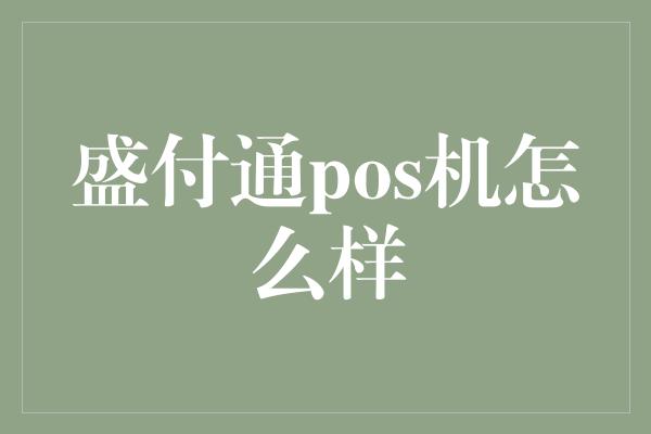 盛付通pos机怎么样