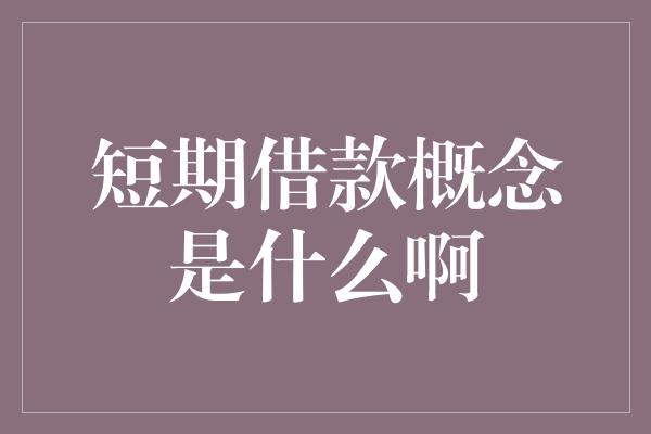 短期借款概念是什么啊