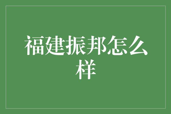 福建振邦怎么样