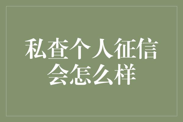 私查个人征信会怎么样