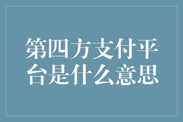 第四方支付平台是什么意思