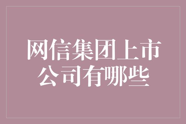 网信集团上市公司有哪些