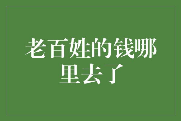 老百姓的钱哪里去了