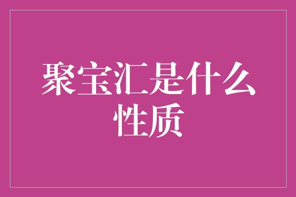 聚宝汇是什么性质