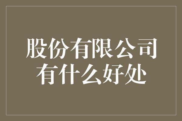 股份有限公司有什么好处