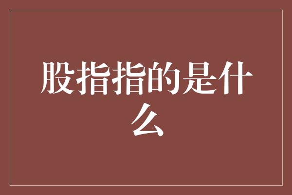 股指指的是什么