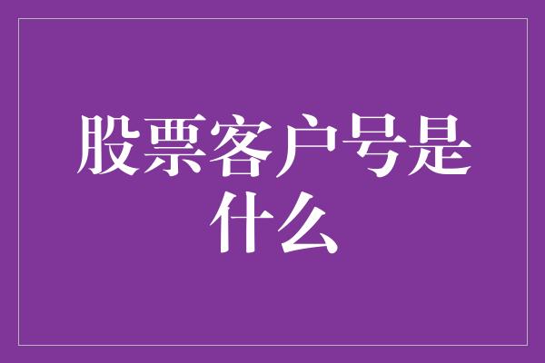 股票客户号是什么