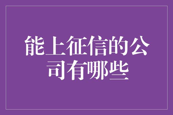 能上征信的公司有哪些