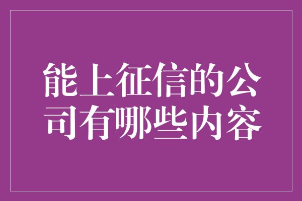 能上征信的公司有哪些内容