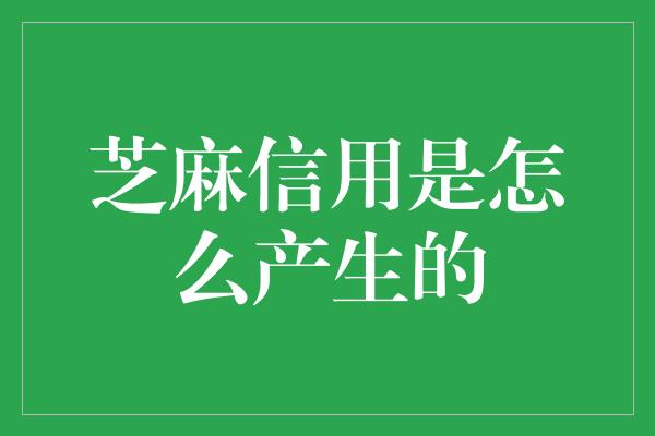 芝麻信用是怎么产生的