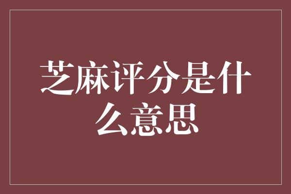 芝麻评分是什么意思