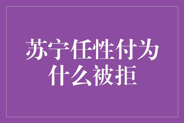 苏宁任性付为什么被拒