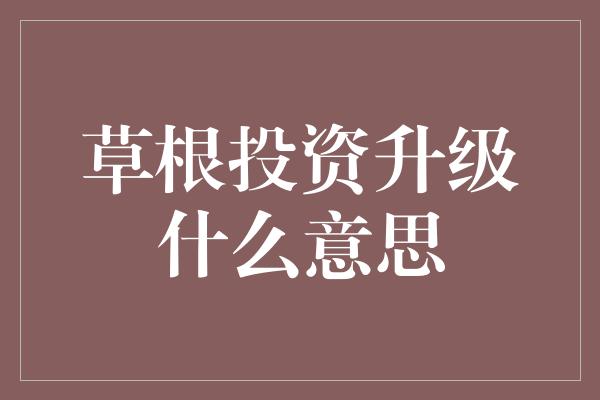 草根投资升级什么意思