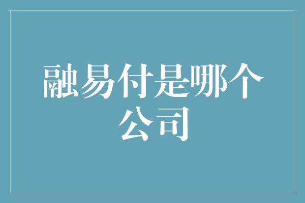 融易付是哪个公司