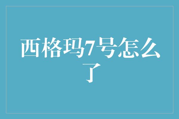 西格玛7号怎么了