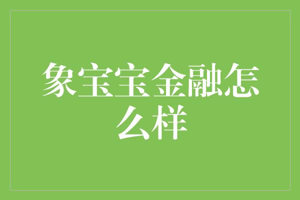 象宝宝金融怎么样