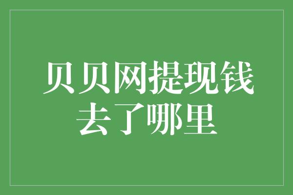 贝贝网提现钱去了哪里