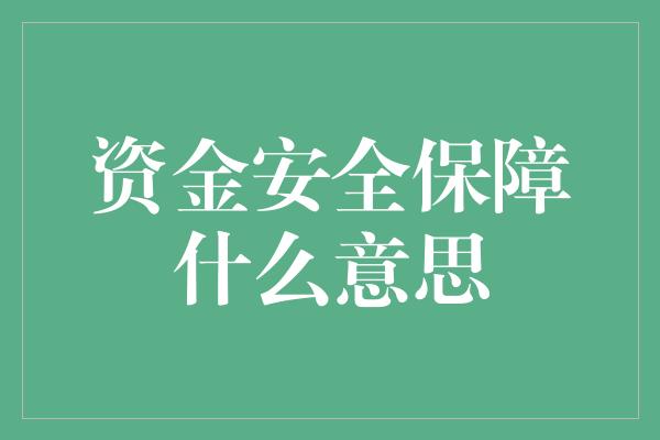 资金安全保障什么意思