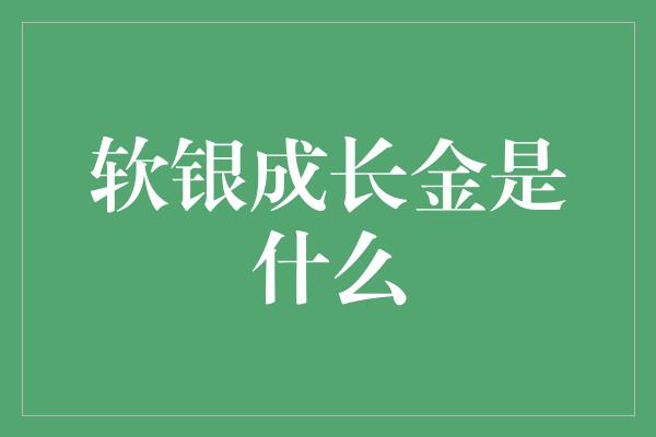 软银成长金是什么