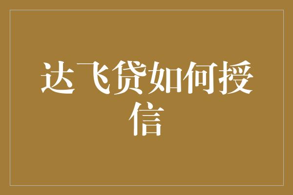 达飞贷如何授信