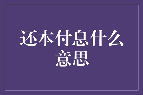 还本付息什么意思