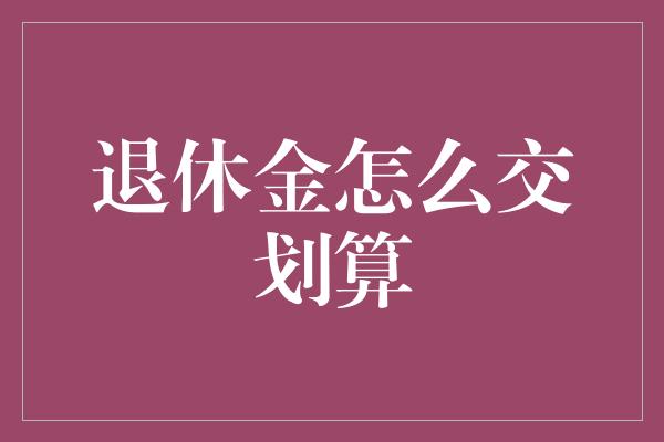 退休金怎么交划算