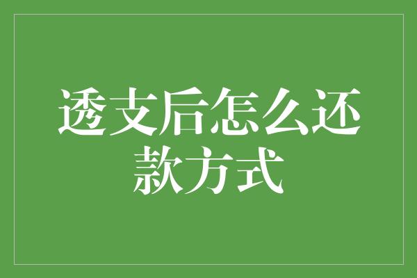 透支后怎么还款方式