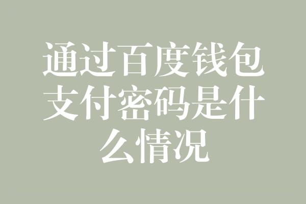 通过百度钱包支付密码是什么情况