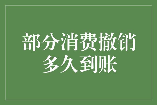 部分消费撤销多久到账