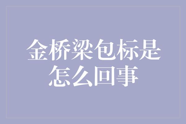 金桥梁包标是怎么回事